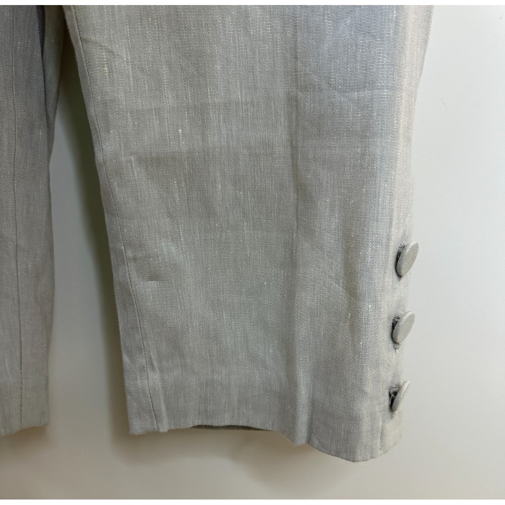 New J. Jill Button Hem Ankle Pants Zinc White Gray Linen Blend Stretch Medium - Picture 7 of 16